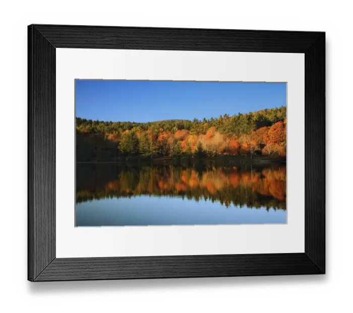 Framed Print : Autumn foliage mirrored on Bass Lake, near Blowing Rock, North Carolina Framed Print : Autumn foliage mirrored on Bass Lake, near Blowing Rock, North Carolina