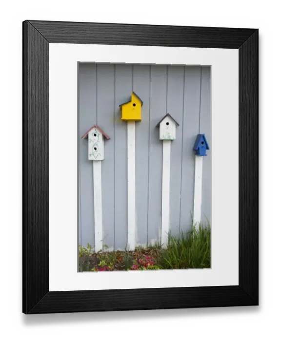 Framed Print : North Carolina, Beaufort. Four bird houses Framed Print : North Carolina, Beaufort. Four bird houses