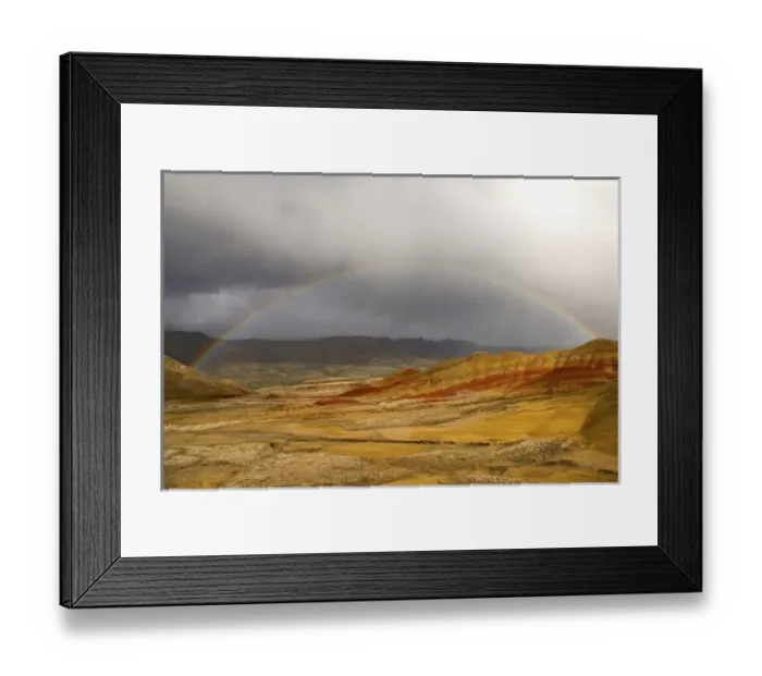 Framed Print : USA, Oregon, John Day Fossil Beds National Monument. Scenic of rainbow over the Painted Hills Framed Print : USA, Oregon, John Day Fossil Beds National Monument. Scenic of rainbow over the Painted Hills