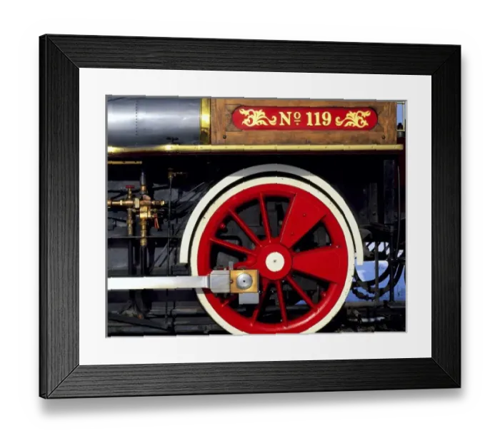 Framed Print : GOLDEN SPIKE NATIONAL HISTORIC SITE, UTAH. USA. Detail, drive wheel under cab of