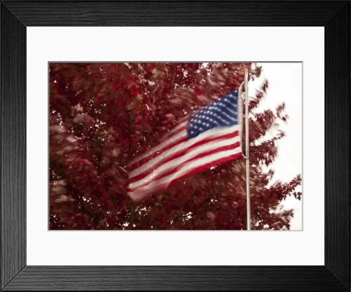 Framed Print : USA, Oregon, Keizer, long exposure of flag in wind