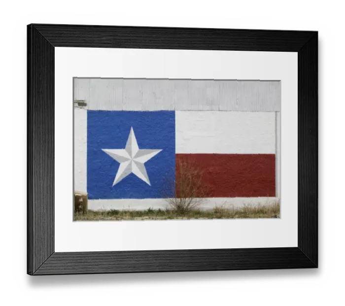 Framed Print : USA, TEXAS, West Texas, Marathon: Texas Flag painted on building Framed Print : USA, TEXAS, West Texas, Marathon: Texas Flag painted on building