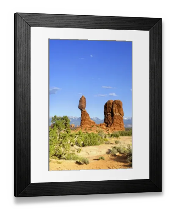 Framed Print : USA, Utah, Arches NP, Moonrise Over Balanced Rock