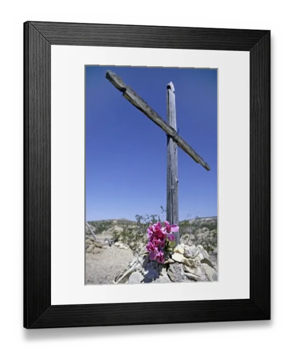 Framed Print : U. S. A. Texas, Big Bend National Park. Graves in the Terlingua ghost town cemetery