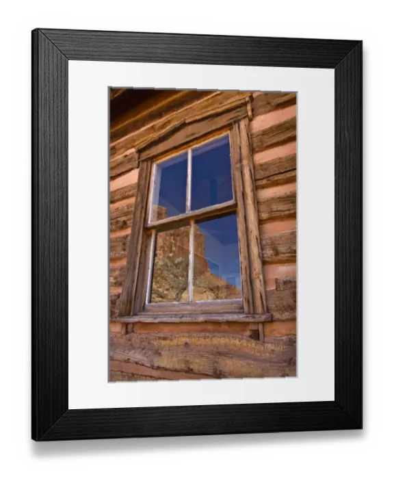 Framed Print : USA, Utah, Capitol Reef National Park. Reflection of nearby cliffs in the window Framed Print : USA, Utah, Capitol Reef National Park. Reflection of nearby cliffs in the window