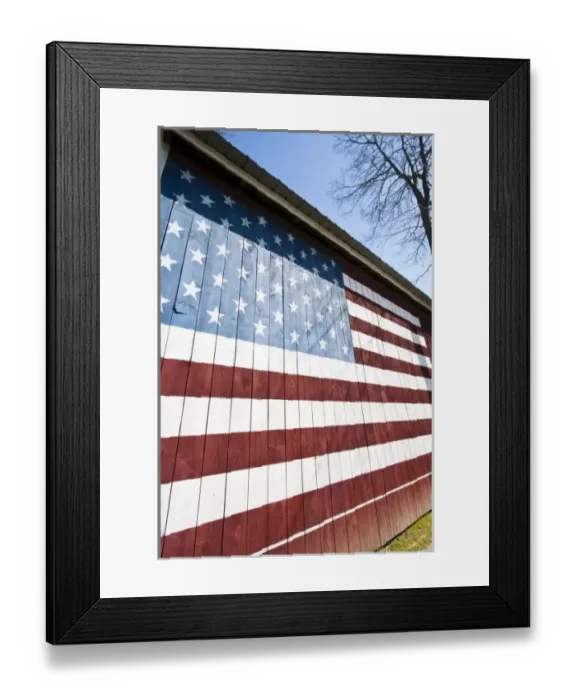 Framed Print : USA, New York, Long Island, The Hamptons. Springs, barn with USA flag Framed Print : USA, New York, Long Island, The Hamptons. Springs, barn with USA flag