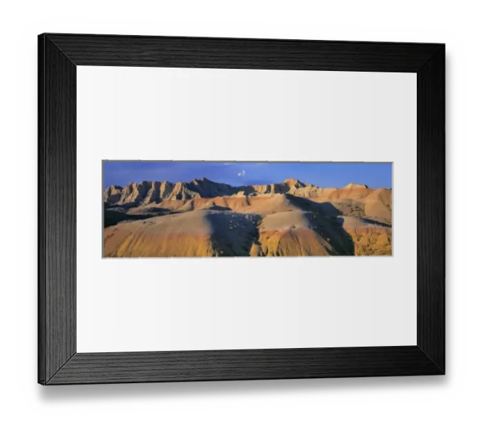 Framed Print : USA, South Dakota, Badlands NP. Sunset deepens dramatic shadows in Badlands National Park Framed Print : USA, South Dakota, Badlands NP. Sunset deepens dramatic shadows in Badlands National Park