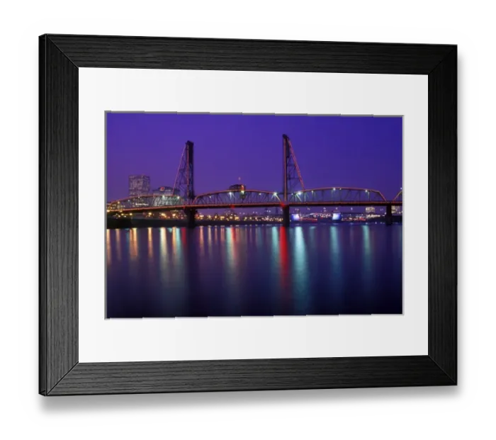 Framed Print : Blue, purple and red post-sunset sky over Hawthorne Bridge and the Willamette River Portland Framed Print : Blue, purple and red post-sunset sky over Hawthorne Bridge and the Willamette River Portland