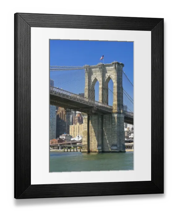 Framed Print : USA, New York, New York City. Brooklyn Bridge over the East River with Manhattan