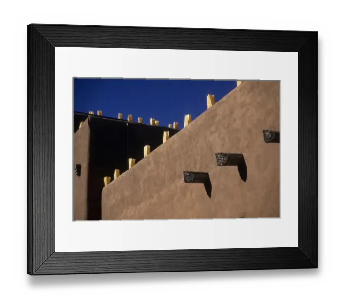 Framed Print : New Mexico: Santa Fe, detail of pueblo, November