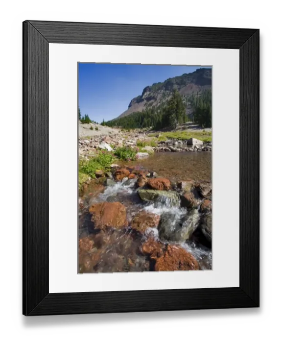 Framed Print : USA, Oregon, Crater Creek. Crater Creek flows from glaciers on Broken Top in Framed Print : USA, Oregon, Crater Creek. Crater Creek flows from glaciers on Broken Top in