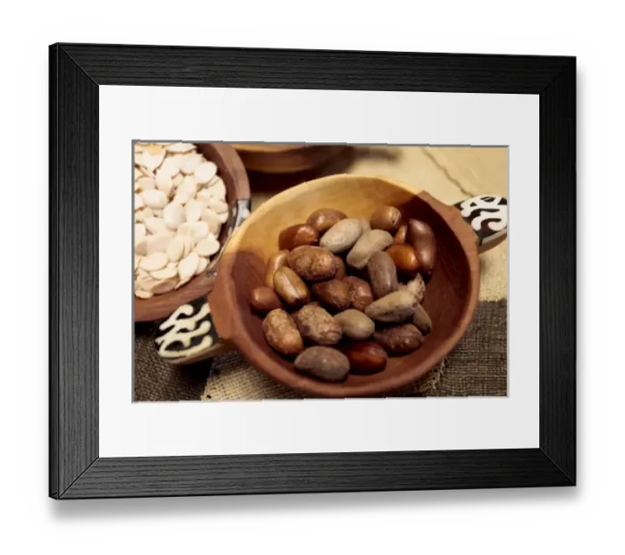 Framed Print : Santa Fe, New Mexico, USA. Traditional food from Cameroon. Beh Beh spice and lemon seeds