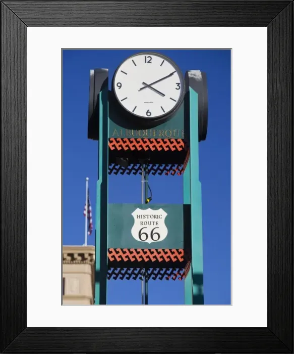 Framed Print : Historic Route 66 crossroads in downtown Albuquerque New Mexico Framed Print : Historic Route 66 crossroads in downtown Albuquerque New Mexico