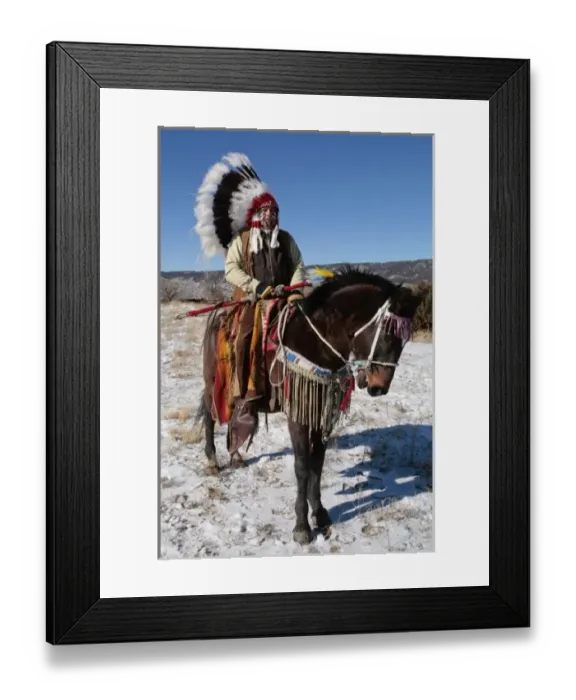 Framed Print : Alcalde, New Mexico, United States. American Indian and Hispanic recreation of battle Framed Print : Alcalde, New Mexico, United States. American Indian and Hispanic recreation of battle