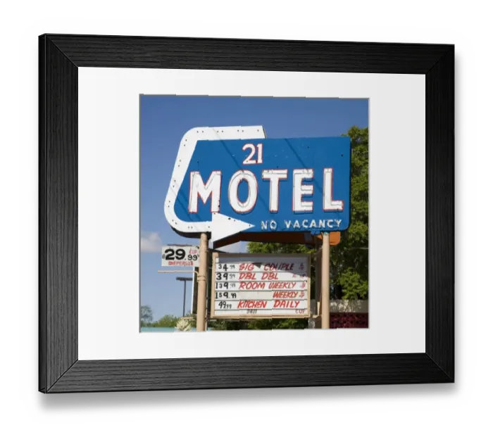 Framed Print : NM, New Mexico, Albuquerque, Central Avenue, Historic Route 66, 21 Motel