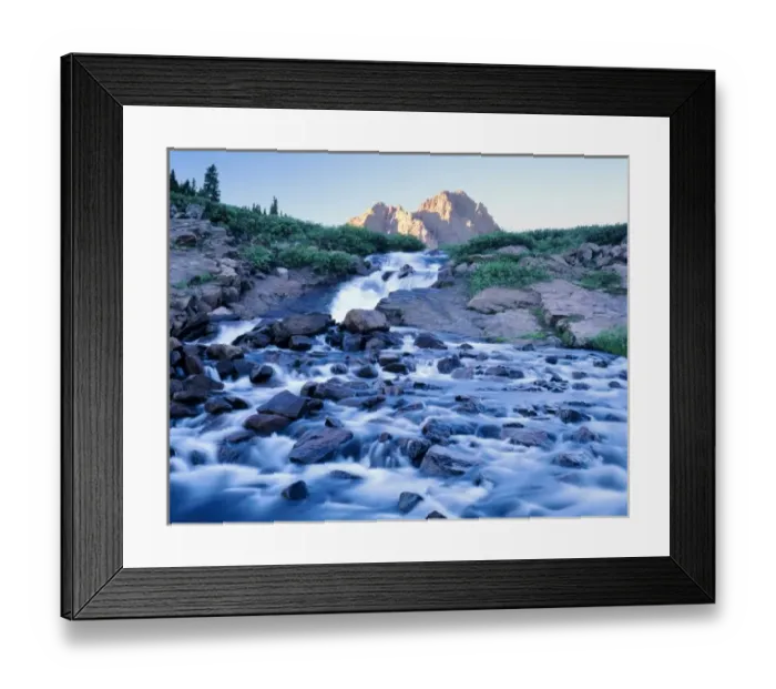 Framed Print : High Uintas Wilderness, Utah. USA. Red Castle Peak rises above falls along East Fork