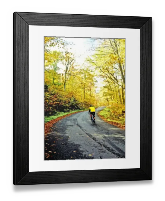 Framed Print : Unknown. USA, Vermont.. The Lincoln Gap. Cyclist heads up the Gap Framed Print : Unknown. USA, Vermont.. The Lincoln Gap. Cyclist heads up the Gap