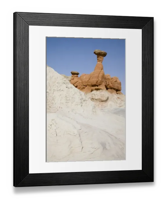 Framed Print : Utah, Grand Staircase Escalante NM, The Toadstools, an area of Entrada sandstone columns