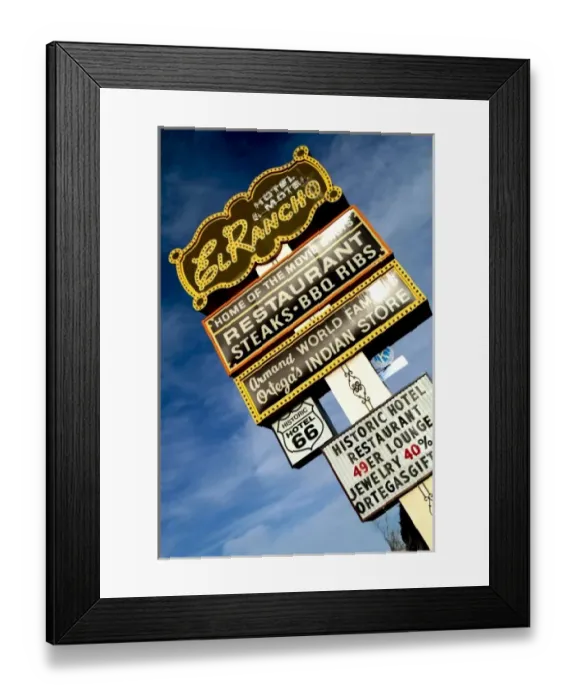Framed Print : Gallup, New Mexico, United States. Old sign on Route 66 for the famous El Rancho Hotel Framed Print : Gallup, New Mexico, United States. Old sign on Route 66 for the famous El Rancho Hotel
