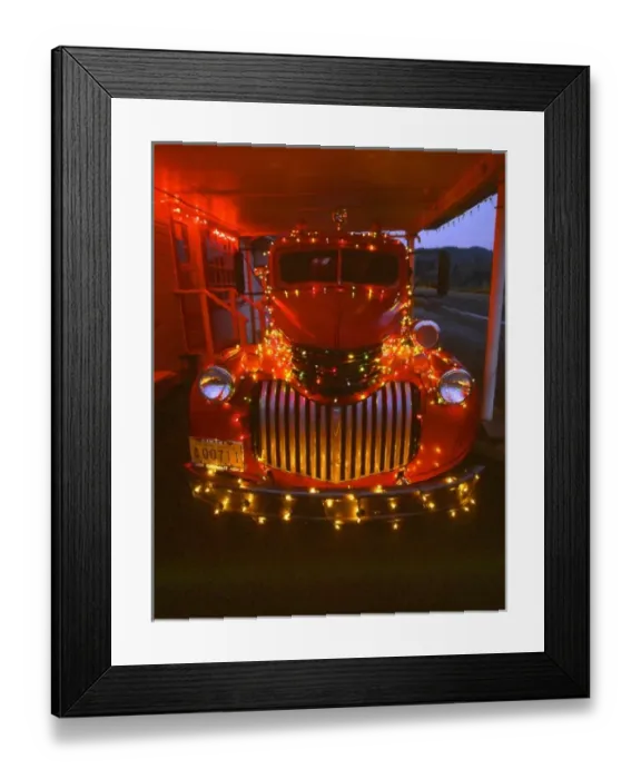 Framed Print : USA, Oregon. Vintage fire truck decorated with lights at Christmas. Credit as: Steve Framed Print : USA, Oregon. Vintage fire truck decorated with lights at Christmas. Credit as: Steve
