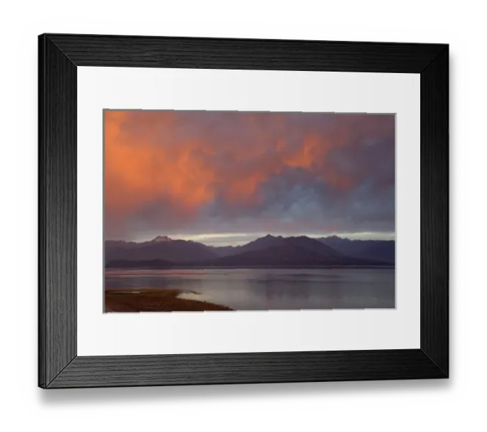 Framed Print : USA, Washington, Seabeck. Sunset creates orange clouds over Hood Canal and Olympic Mountains Framed Print : USA, Washington, Seabeck. Sunset creates orange clouds over Hood Canal and Olympic Mountains