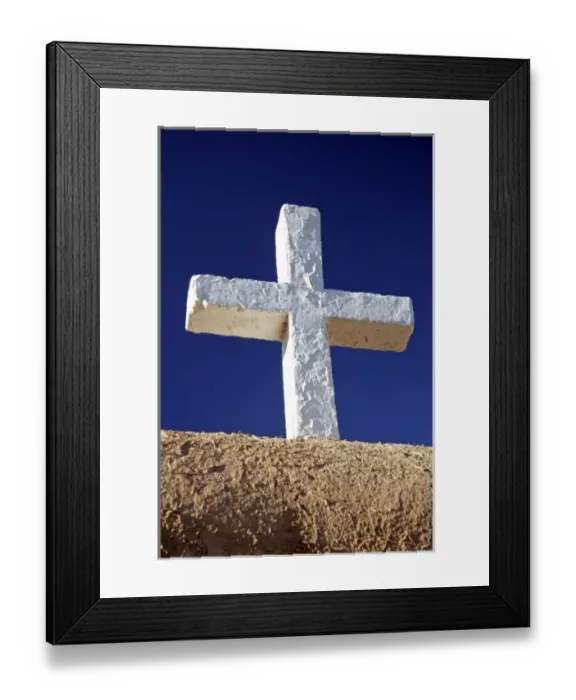 Framed Print : USA, New Mexico, Taos. A wooden cross of the San Francisco de Asis adobe church Framed Print : USA, New Mexico, Taos. A wooden cross of the San Francisco de Asis adobe church