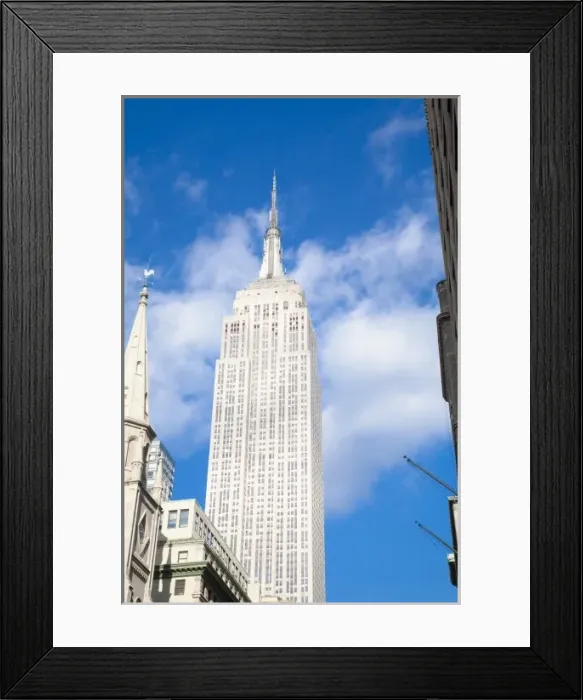 Framed Print : New York, NY, USA - A view of downtown New York as seen from street level. The Empire Framed Print : New York, NY, USA - A view of downtown New York as seen from street level. The Empire