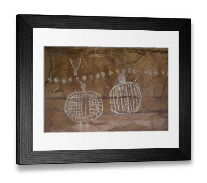 Framed Print : USA, Utah, Canyonlands NP. Ancestral Pueblo pictographs near Peekaboo Spring; Needles District