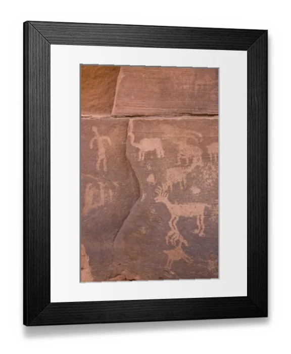 Framed Print : USA, Utah, Canyonlands National Park. Petroglyphs on rocks Framed Print : USA, Utah, Canyonlands National Park. Petroglyphs on rocks