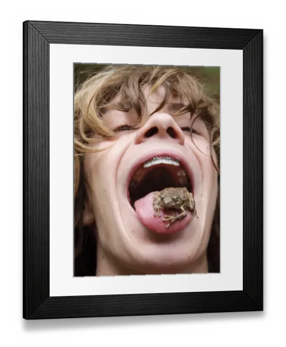 Framed Print : Teenage Boy with Frog on Tongue - Kolab Backcountry - La Verkin Creek Trail - Kolab Canyon