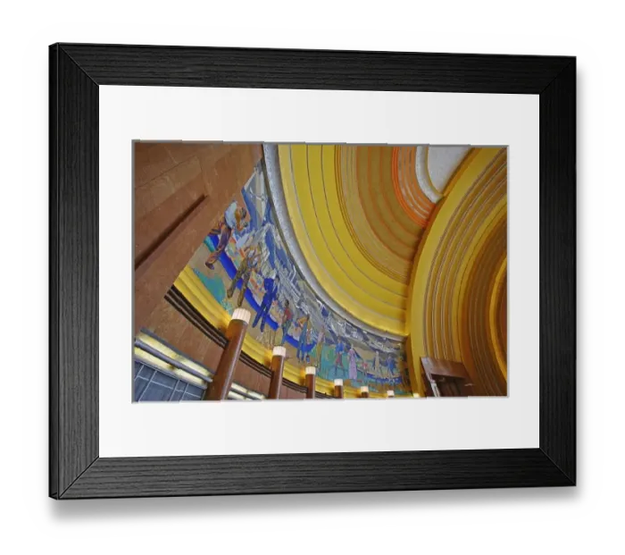 Framed Print : Art deco style architecture and mural in Cincinnati Museum Center at Union Terminal