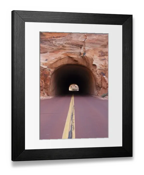 Framed Print : USA, Utah, Zion National Park, Tunnel Through Sandstone on Zion Park Boulevard