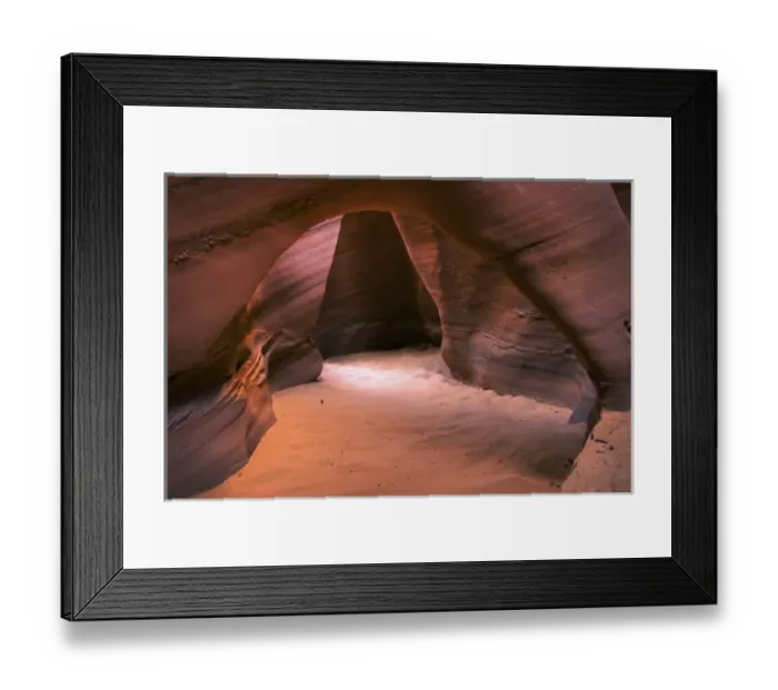 Framed Print : USA, Utah, Escalante Wilderness. A sandstone arch inside a slot canyon Framed Print : USA, Utah, Escalante Wilderness. A sandstone arch inside a slot canyon