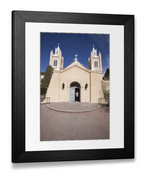 Framed Print : USA, New Mexico, Albuquerque. San Felipe de Neri church, founded in 1706, in historic Framed Print : USA, New Mexico, Albuquerque. San Felipe de Neri church, founded in 1706, in historic
