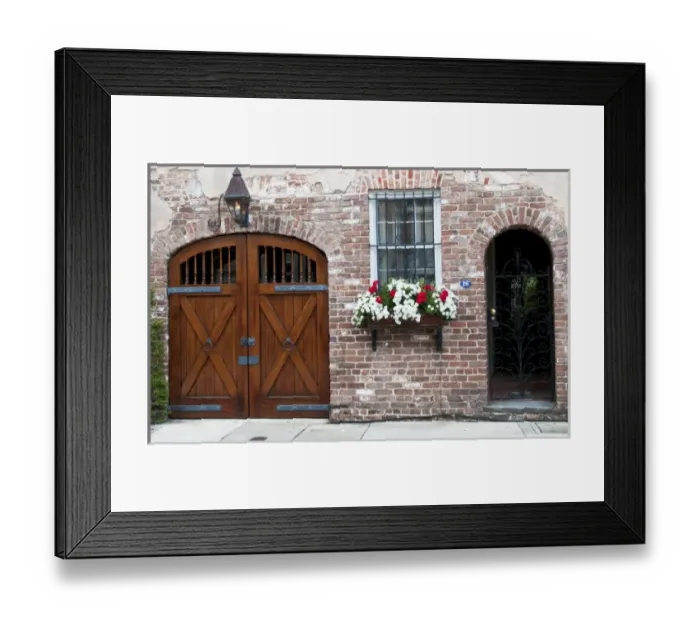 Framed Print : Charleston, South Carolina, USA. Spring flowers bloom in a window box on the face
