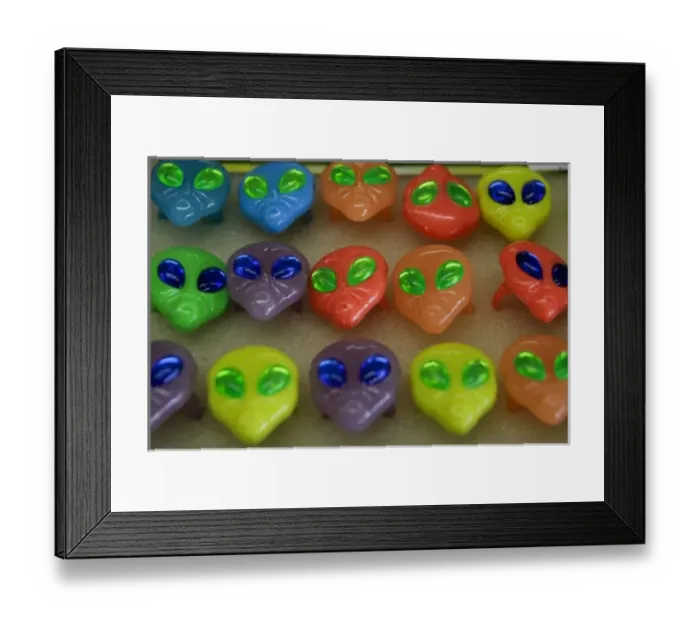 Framed Print : Roswell, New Mexico, United States. Alien head rings for sale in local store Framed Print : Roswell, New Mexico, United States. Alien head rings for sale in local store