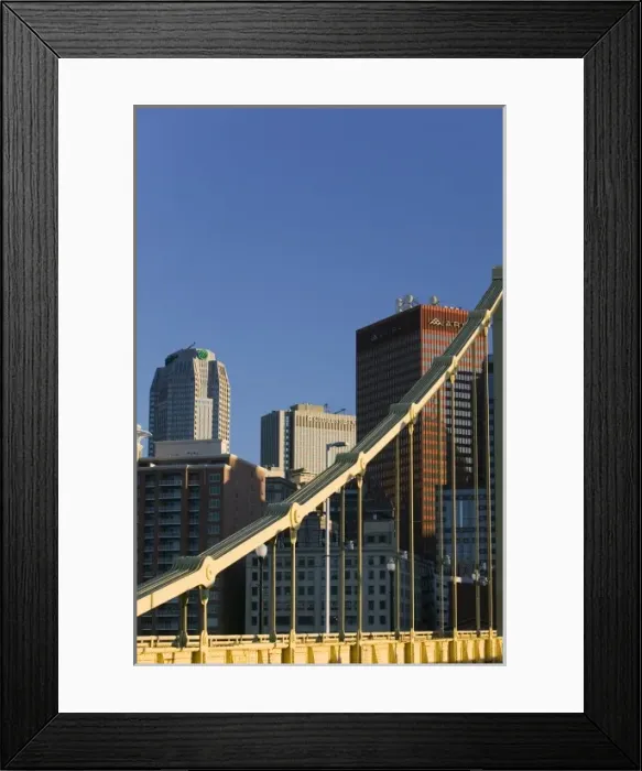 Framed Print : USA, Pennsylvania, Pittsburgh: Downtown viewed from the Roberto Clemente (6th St