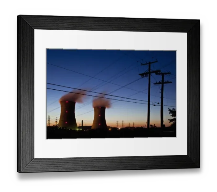 Framed Print : USA, Pennsylvania, Middletown, Steam vents from cooling towers at Three Mile Island Framed Print : USA, Pennsylvania, Middletown, Steam vents from cooling towers at Three Mile Island