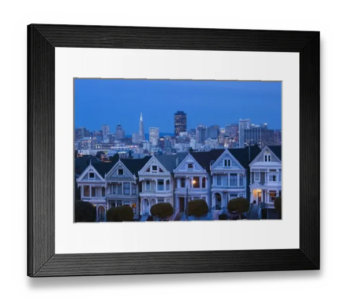 Framed Print : USA, California, San Francisco, The Haight, houses at Alamo Square, dusk Framed Print : USA, California, San Francisco, The Haight, houses at Alamo Square, dusk