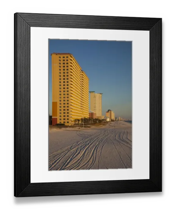 Framed Print : USA, Florida, Florida Panhandle, Panama City Beach, skyline from the Dan Russell City Pier Framed Print : USA, Florida, Florida Panhandle, Panama City Beach, skyline from the Dan Russell City Pier