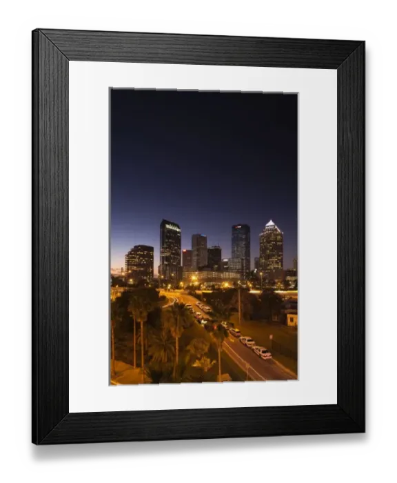 Framed Print : USA, Florida, Tampa, skyline from Rt. 618, evening Framed Print : USA, Florida, Tampa, skyline from Rt. 618, evening