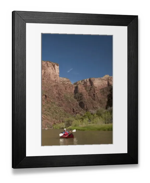 Framed Print : USA, Colorado, Dinosaur National Monument, Green River, teenage boy in kayak. (MR) Framed Print : USA, Colorado, Dinosaur National Monument, Green River, teenage boy in kayak. (MR)