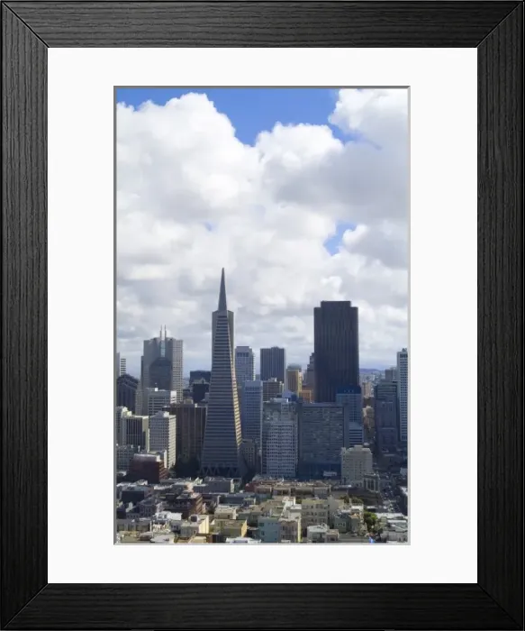 Framed Print : Skyline of San Francisco California including the Famous Pyramid Building of Transamerica