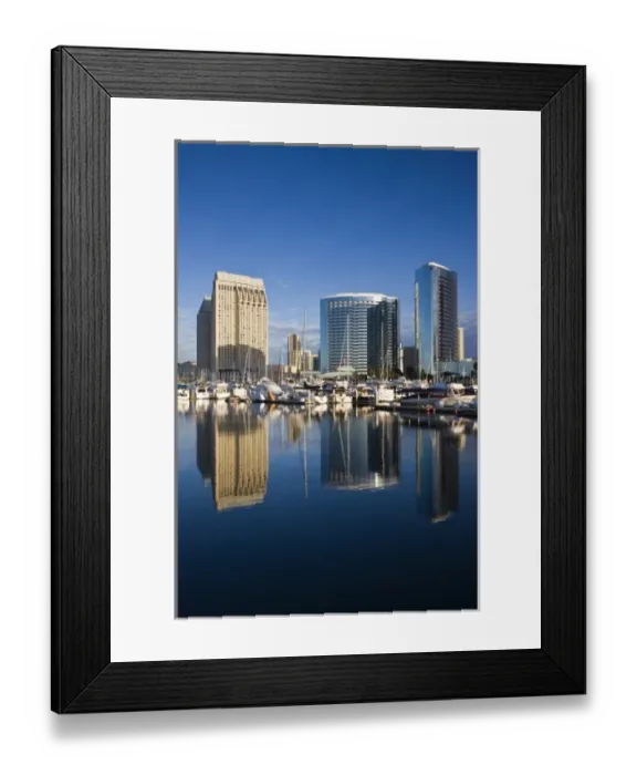 Framed Print : USA, California, San Diego. Harborside city view from Embarcadero Park, morning Framed Print : USA, California, San Diego. Harborside city view from Embarcadero Park, morning