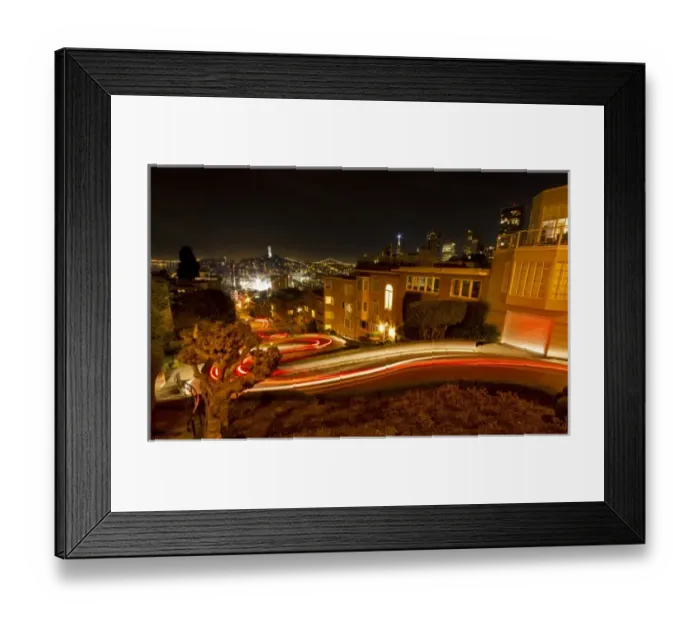 Framed Print : Lombard Street at night in San Francisco, California, USA Framed Print : Lombard Street at night in San Francisco, California, USA