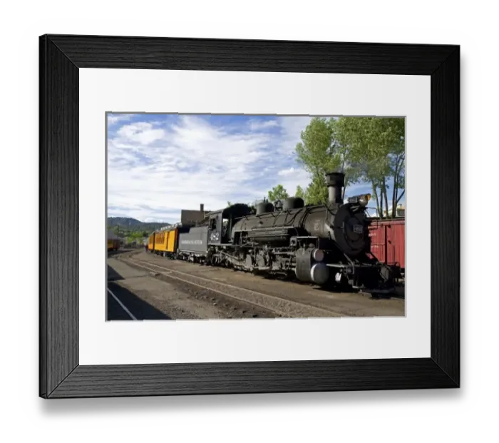 Framed Print : Steam locomotive on the Durango and Silverton Narrow Gauge Railroad located in Durango