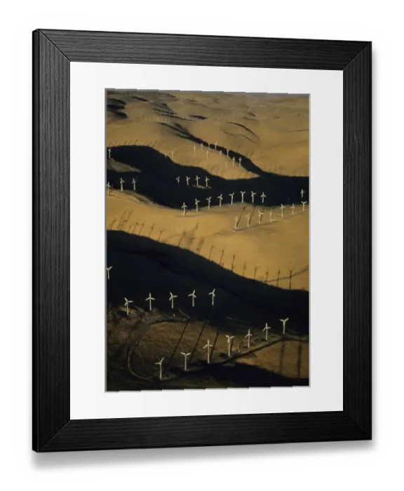 Framed Print : USA, California, wind generators, Altamont Pass, aerial of wind farms at sunrise Framed Print : USA, California, wind generators, Altamont Pass, aerial of wind farms at sunrise