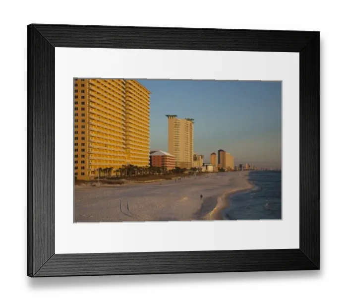 Framed Print : USA, Florida, Florida Panhandle, Panama City Beach, skyline from the Dan Russell City Pier Framed Print : USA, Florida, Florida Panhandle, Panama City Beach, skyline from the Dan Russell City Pier