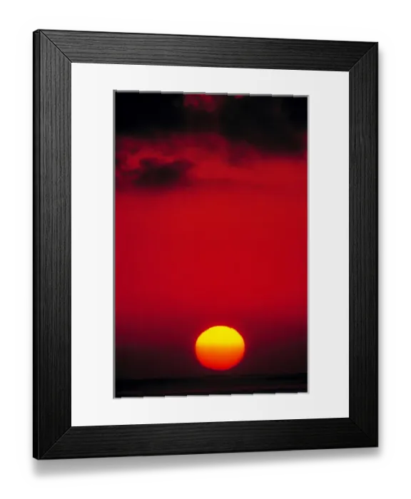 Framed Print : USA, California, Santa Monica. The sun sets into the Pacific Ocean along the California coast