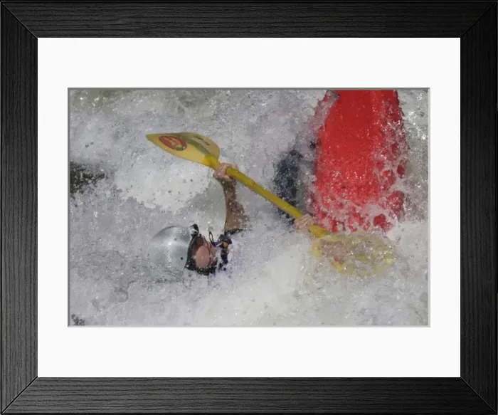 Framed Print : USA, Colorado, Arkansas River, Salida. Female kayaker in a river hydraulic called